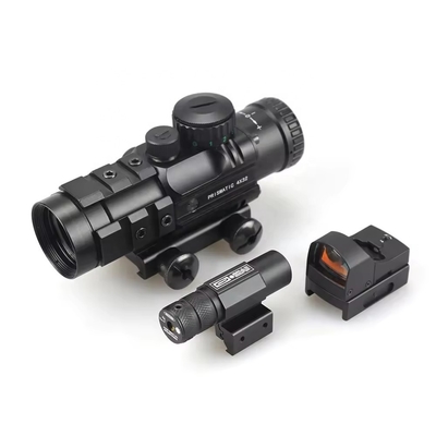 155 χιλιοστά μήκος Πρισματικό πεδίο δράσης 4x32 με κόκκινο λέιζερ και μίνι κόκκινο σημείο