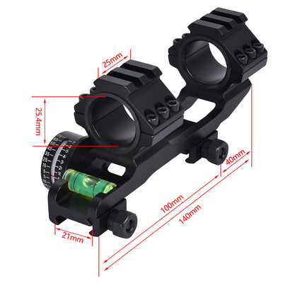 Πεδίο εφαρμογής Mount Matte Black Finish Dual Rings Δείκτης επιπέδου και γωνίας φυσαλίδας για 21mm
